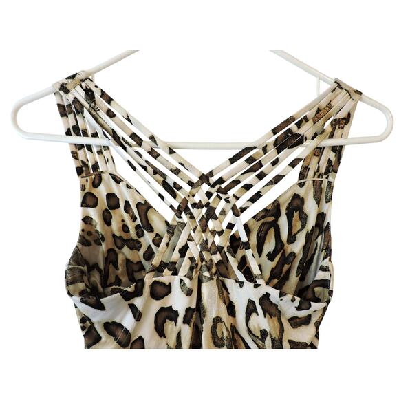 Cache Strappy Leopard Top Center Ruching Spaghetti Straps M - Picture 3 of 6